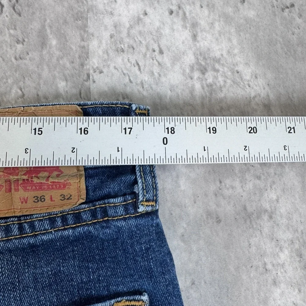 Levis 505 Jeans Mens 36x32 Blue Denim Regular‎ Fit Straight Leg Western Cowboy